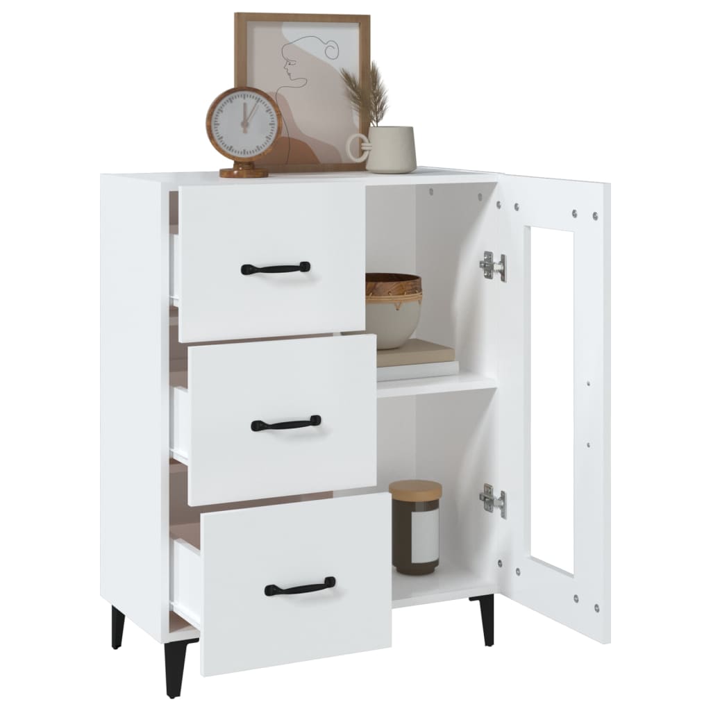 Skjenk hvit 69,5x34x90 cm konstruert tre