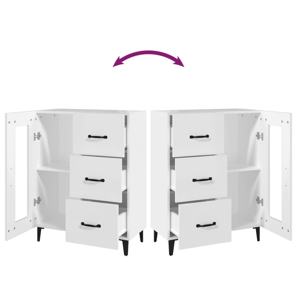 Skjenk hvit 69,5x34x90 cm konstruert tre