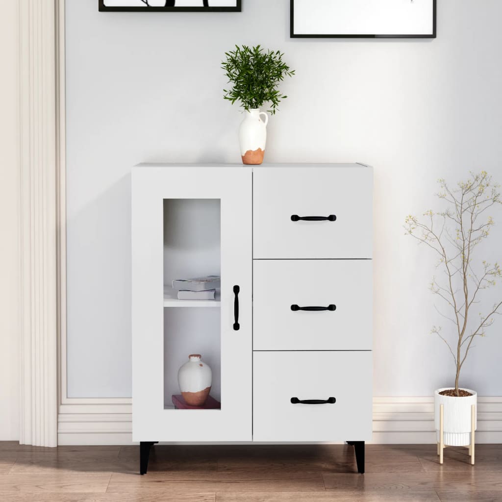 Skjenk hvit 69,5x34x90 cm konstruert tre
