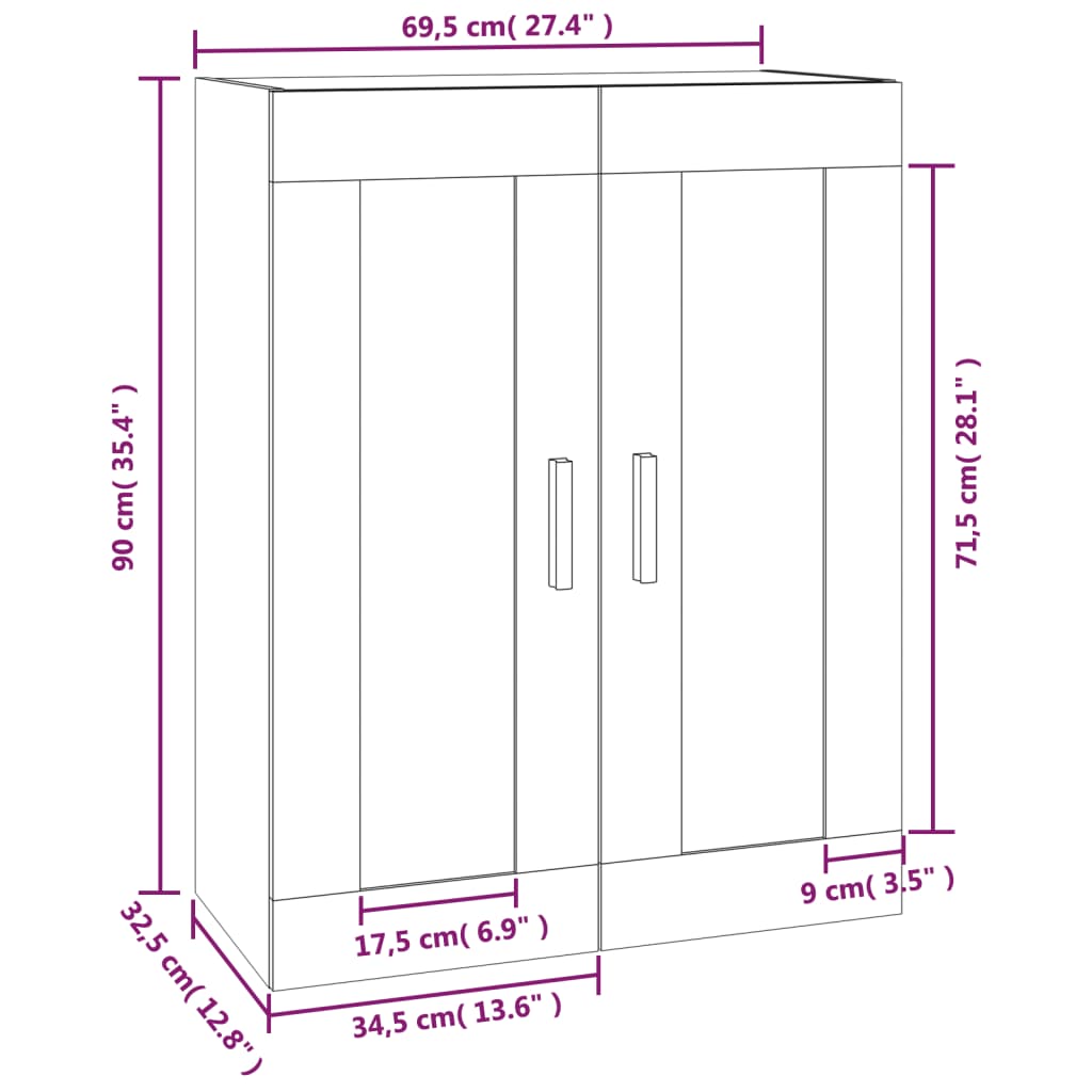 Veggskap betonggrå 69,5x32,5x90 cm konstruert tre