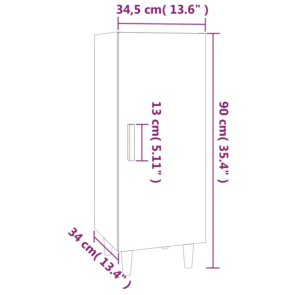 Skjenk sonoma eik 34,5x34x90 cm konstruert tre