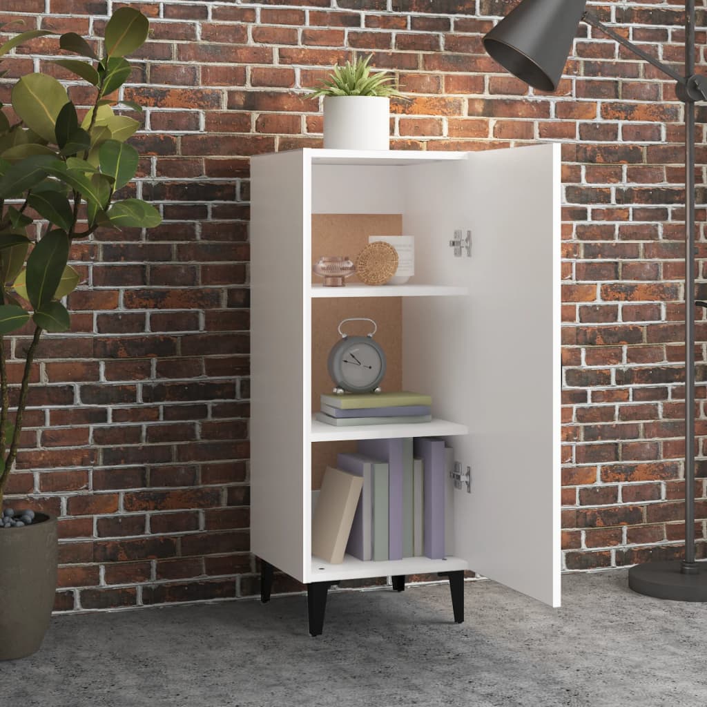 Skjenk hvit 34,5x34x90 cm konstruert tre