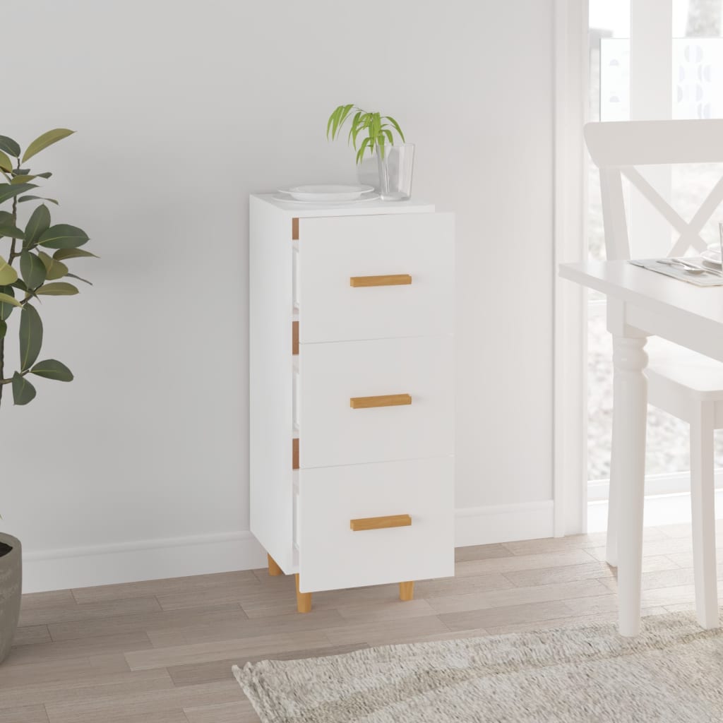 Skjenk hvit 34,5x34x90 cm konstruert tre