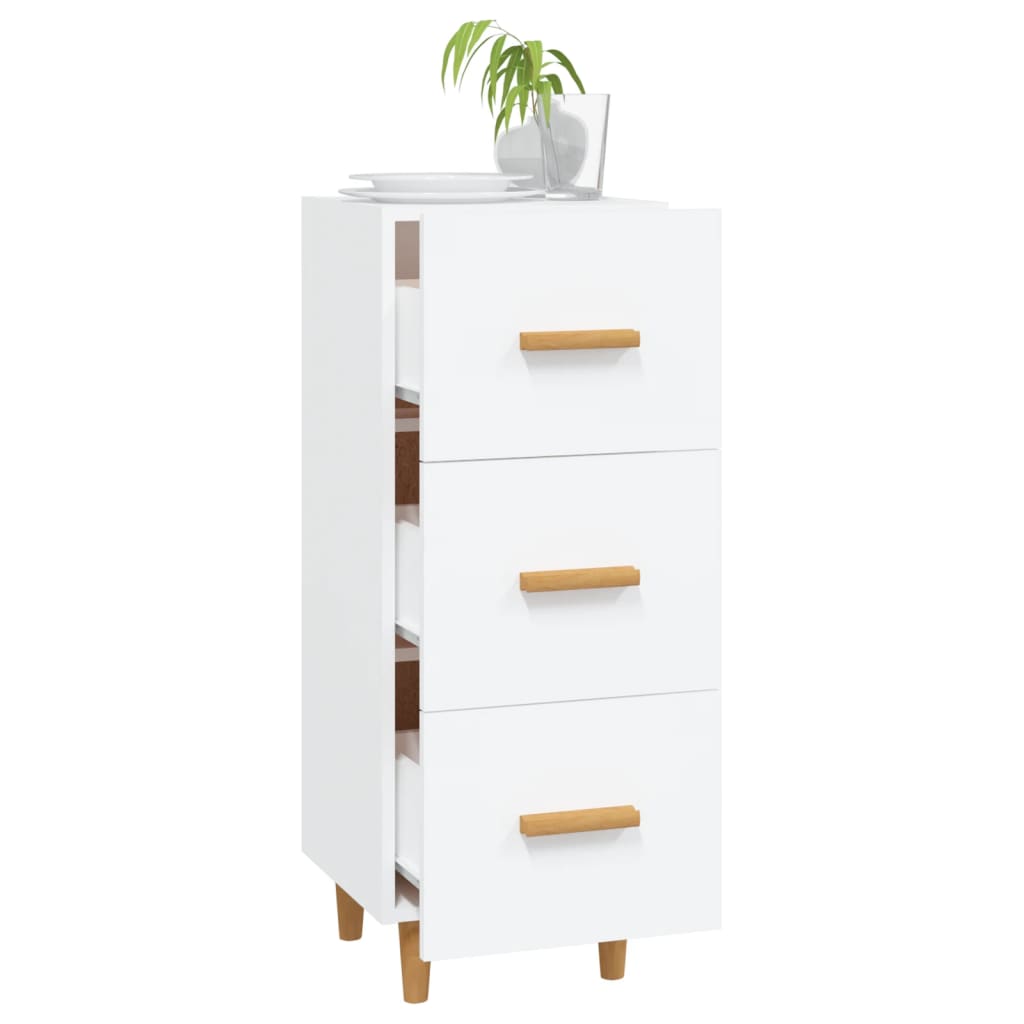 Skjenk hvit 34,5x34x90 cm konstruert tre