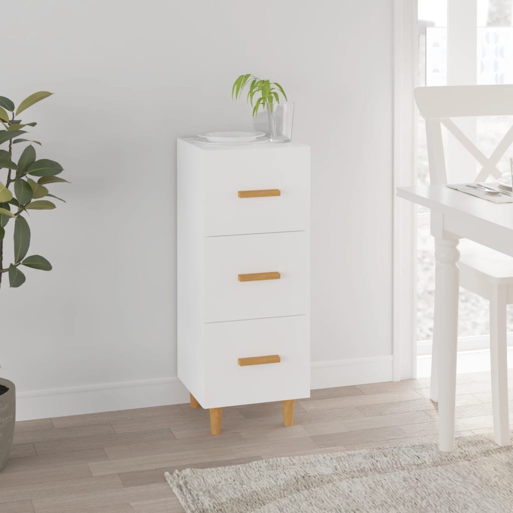 Skjenk hvit 34,5x34x90 cm konstruert tre
