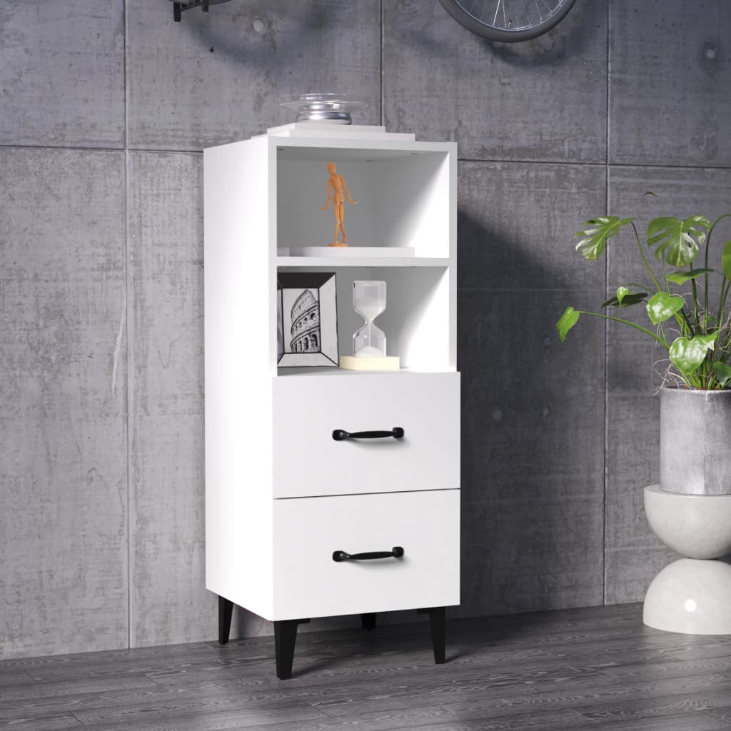 Skjenk hvit 34,5x34x90 cm konstruert tre