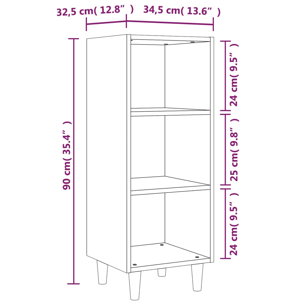 Skjenk sonoma eik 34,5x32,5x90 cm konstruert tre