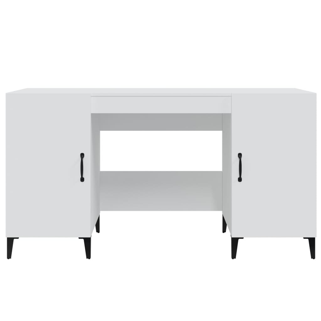 Skrivebord hvit 140x50x75 cm konstruert tre