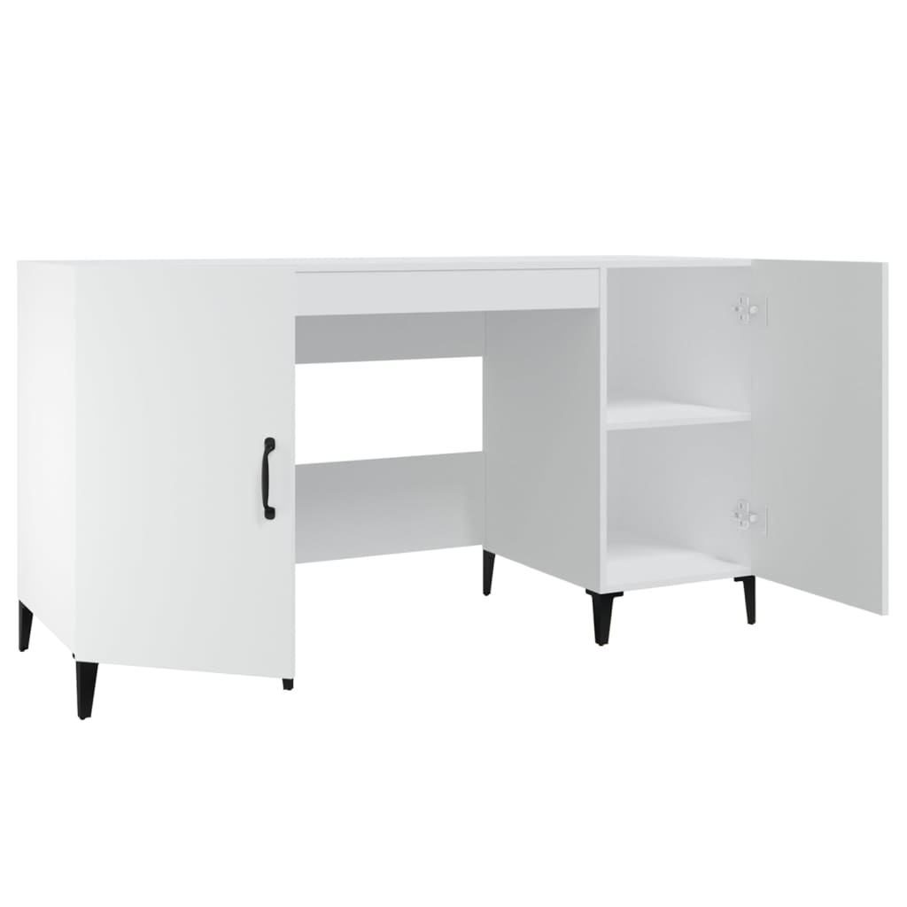 Skrivebord hvit 140x50x75 cm konstruert tre