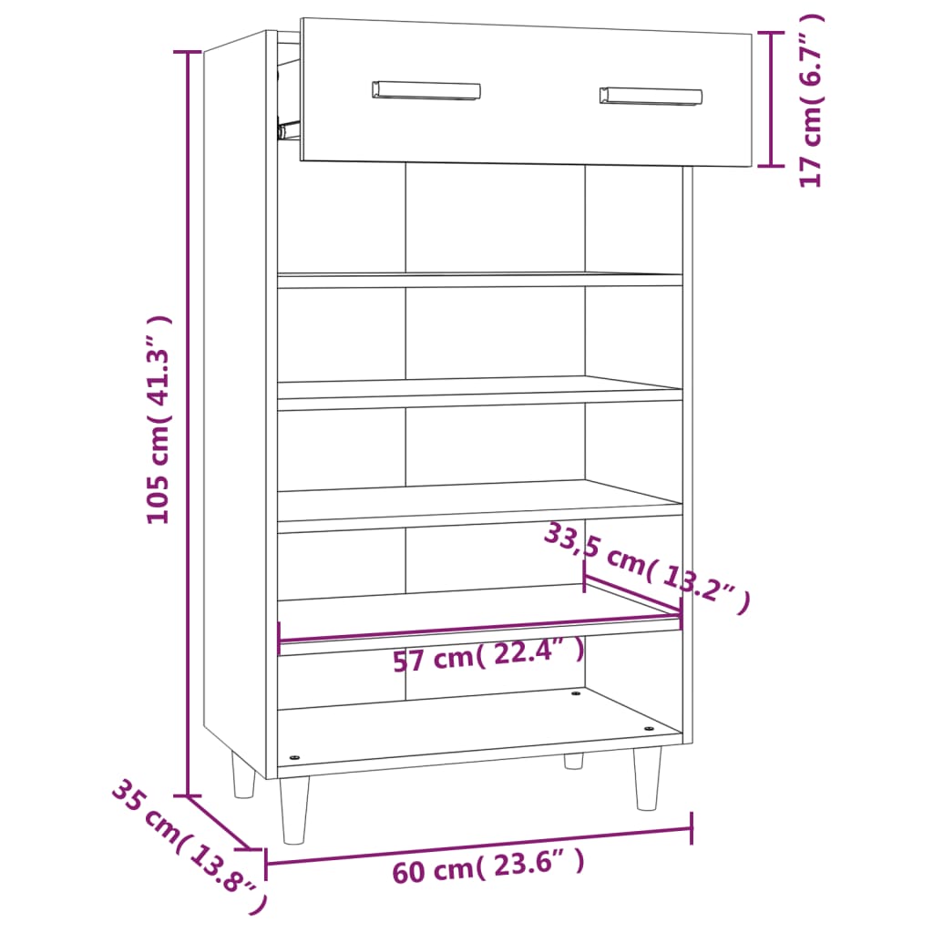 Skoskap sonoma eik 60x35x105 cm konstruert tre