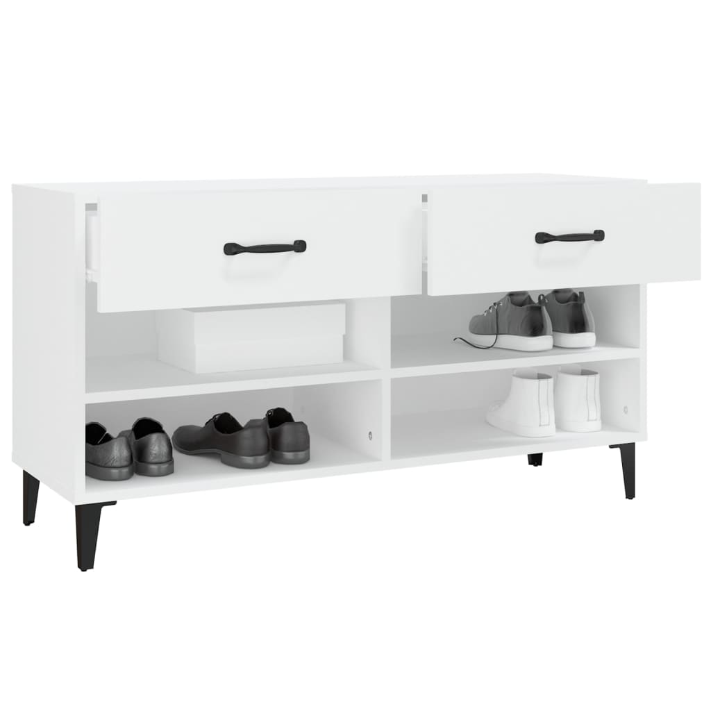 Skoskap hvit 102x35x55 cm konstruert tre