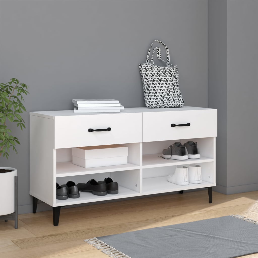 Skoskap hvit 102x35x55 cm konstruert tre