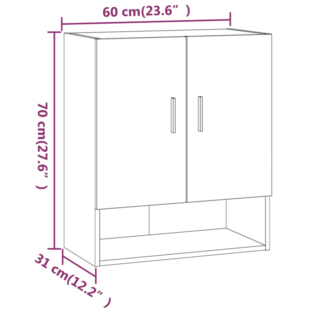 Veggskap sonoma eik 60x31x70 cm konstruert tre