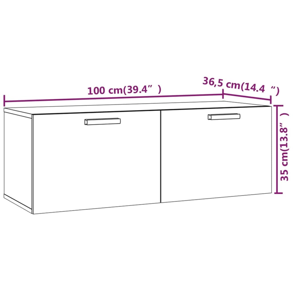 Veggskap sonoma eik 100x36,5x35 cm konstruert tre