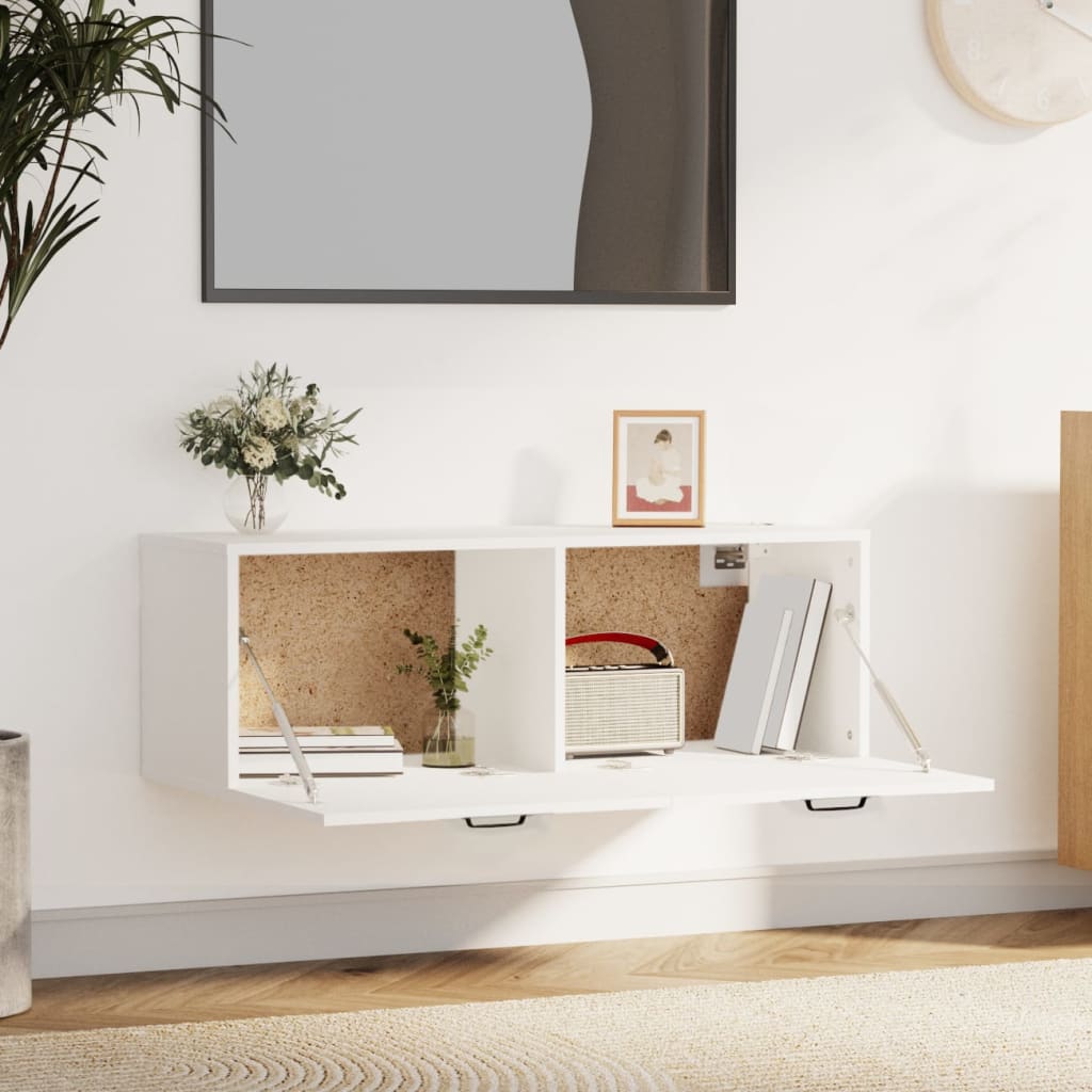 Veggskap hvit 100x36,5x35 cm konstruert tre vidaXL