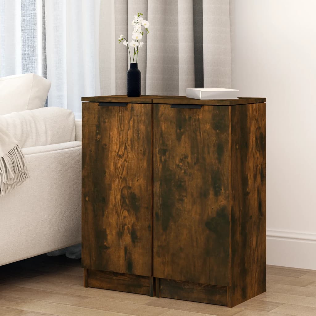 Skjenker 2 stk røkt eik 30x30x70 cm konstruert tre