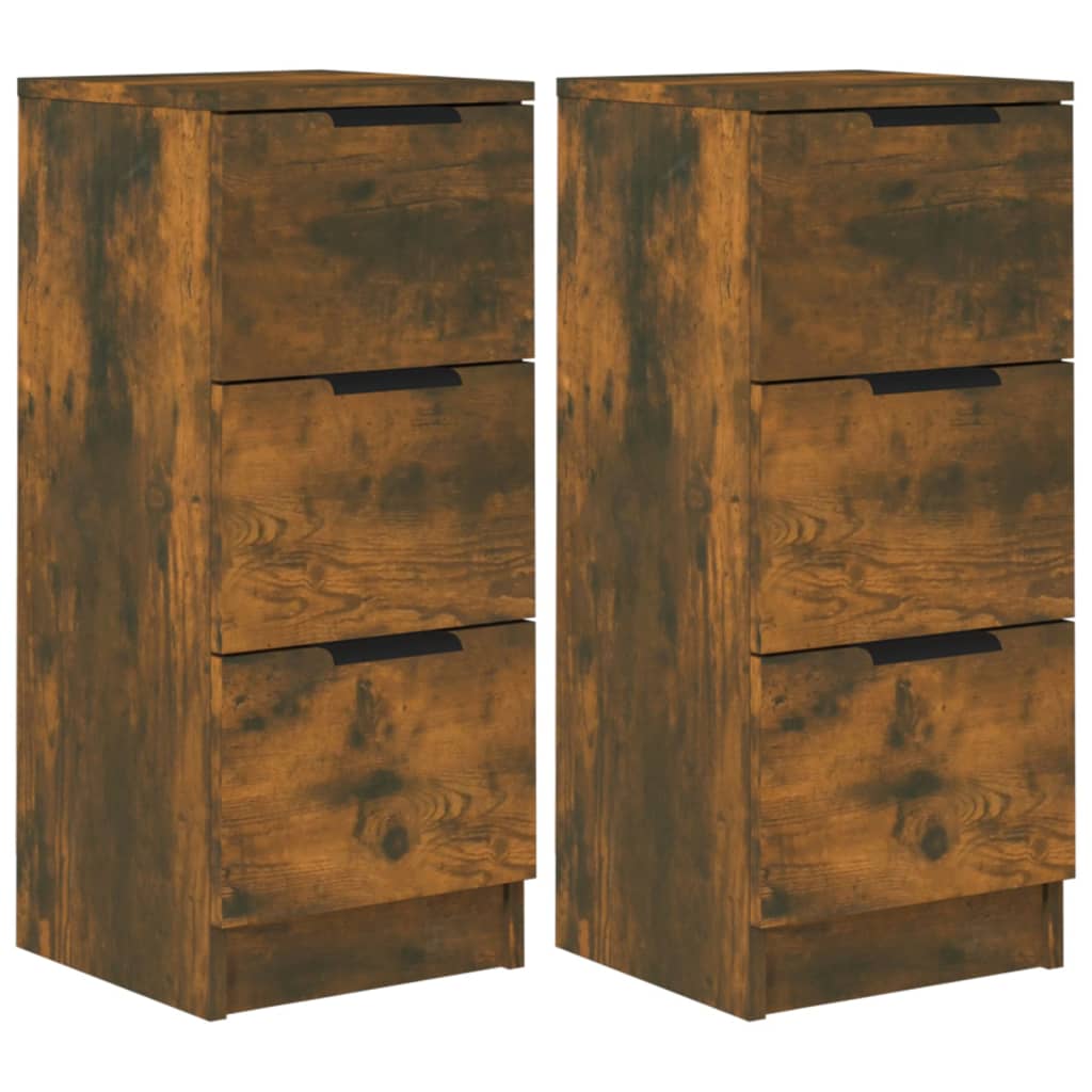 Skjenker 2 stk røkt eik 30x30x70 cm konstruert tre
