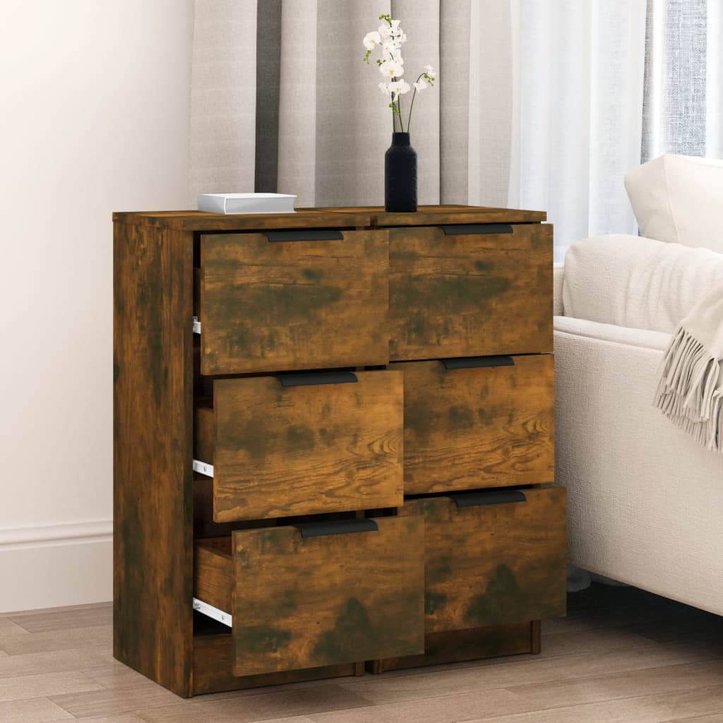 Skjenker 2 stk røkt eik 30x30x70 cm konstruert tre