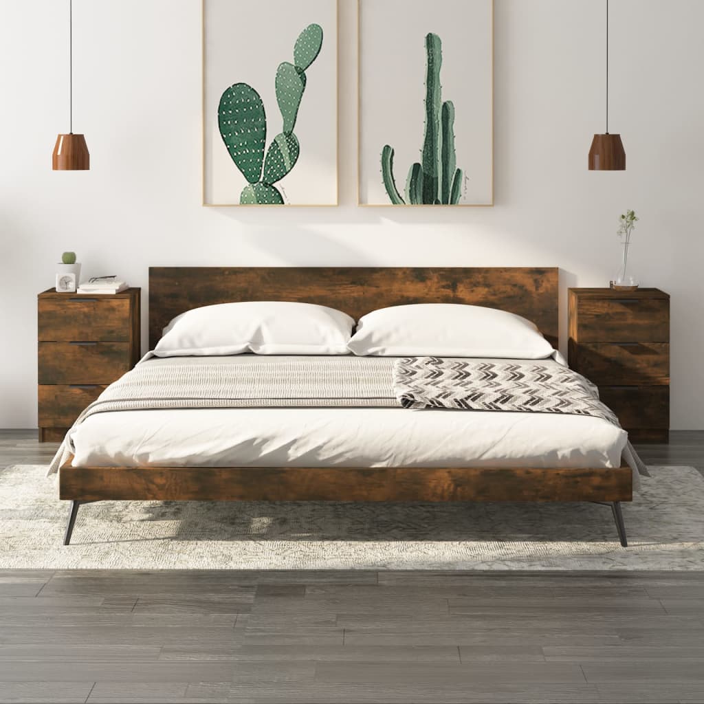 Nattbord 2 stk røkt eik 40x36x65 cm