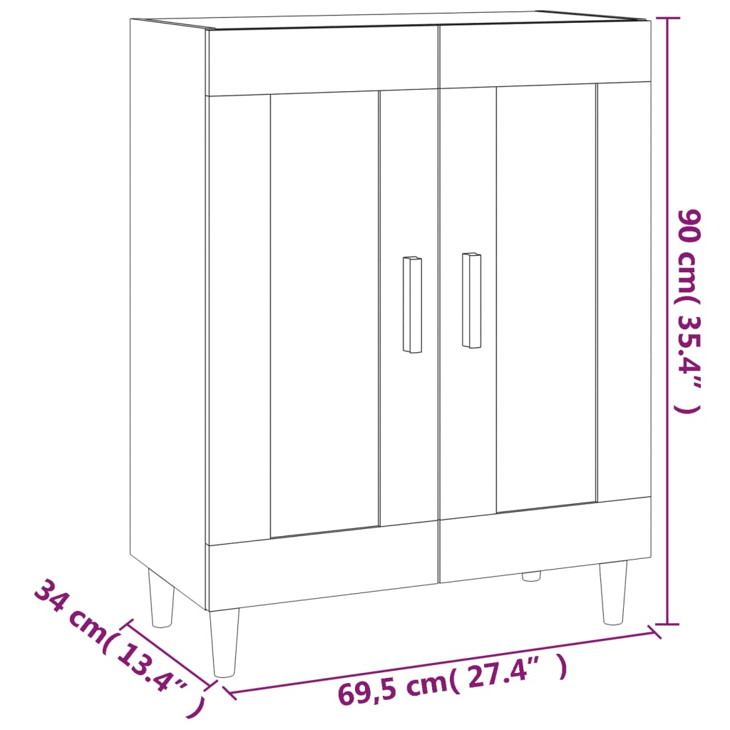 Skjenk røkt eik 69,5x34x90 cm konstruert tre vidaXL