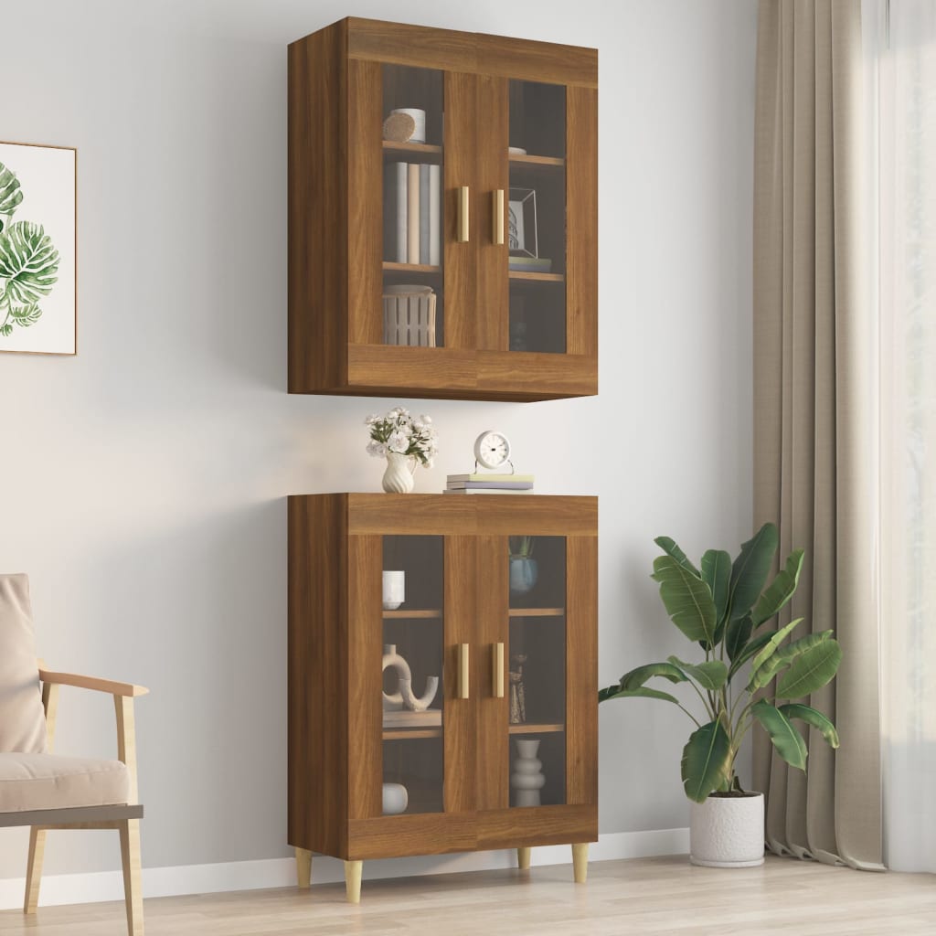 Hengende veggskap brun eik 69,5x34x90 cm