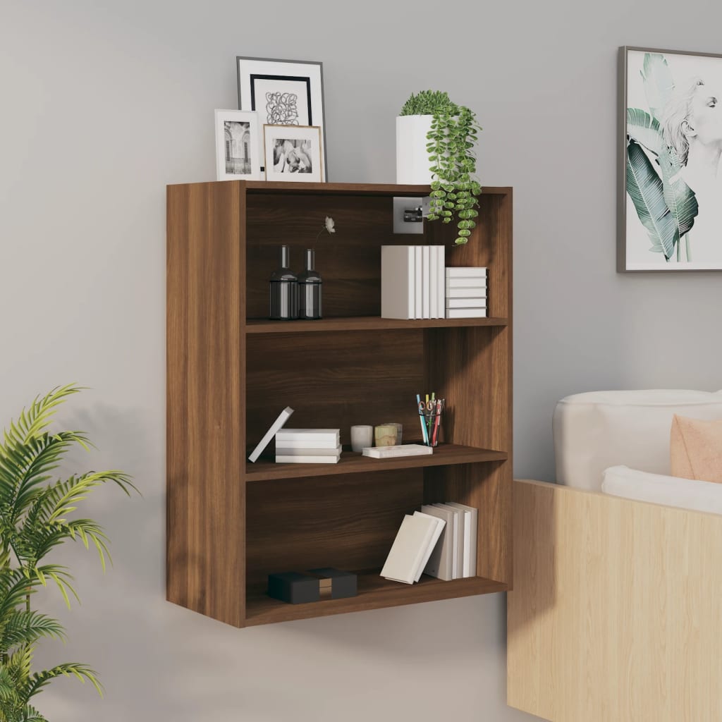 Hengende veggskap brun eik 69,5x32,5x90 cm