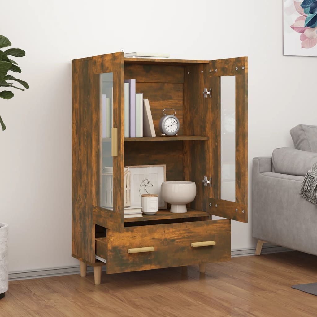 Highboard røkt eik 70x31x115 cm konstruert tre