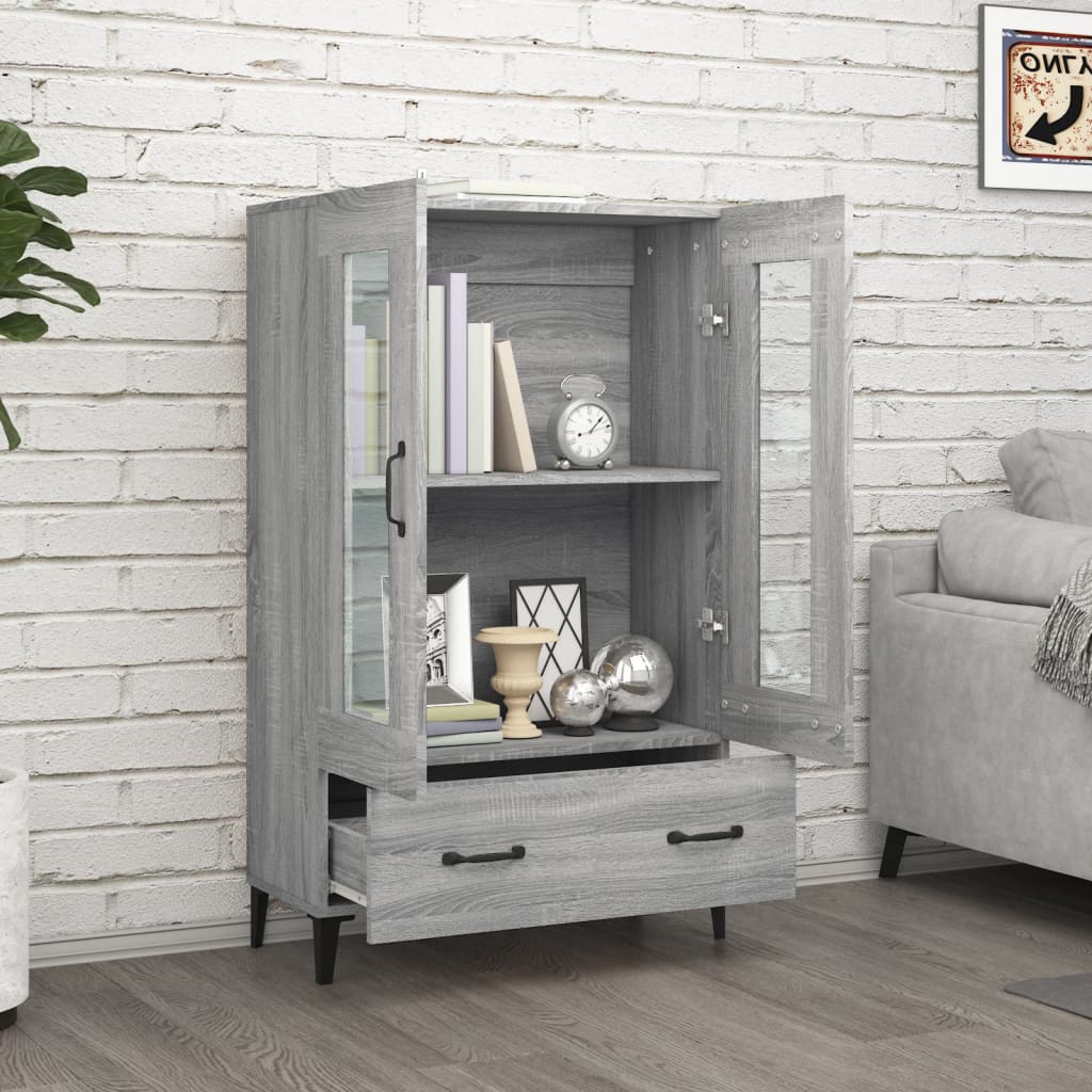 Highboard grå sonoma 70x31x115 cm konstruert tre