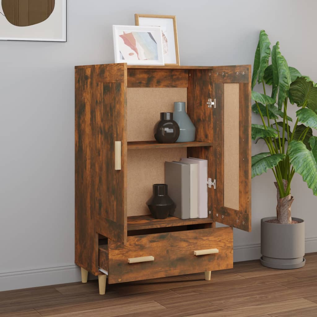 Highboard røkt eik 70x31x115 cm konstruert tre