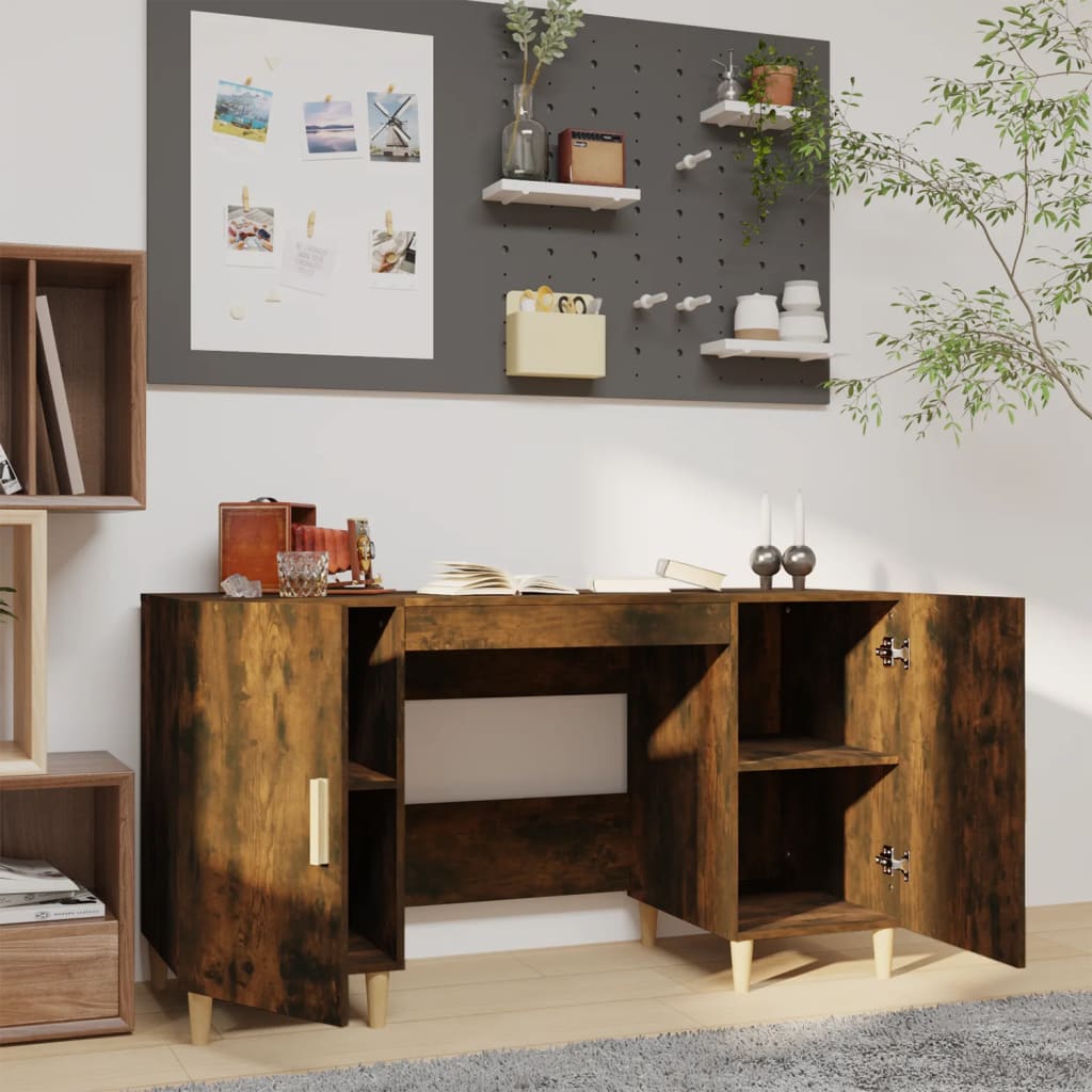 Skrivebord røkt eik 140x50x75 cm konstruert tre
