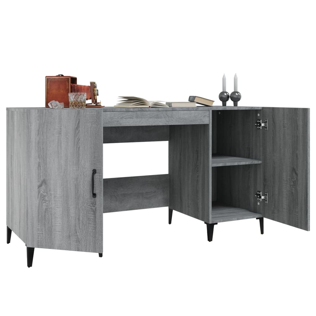 Skrivebord grå sonoma 140x50x75 cm konstruert tre