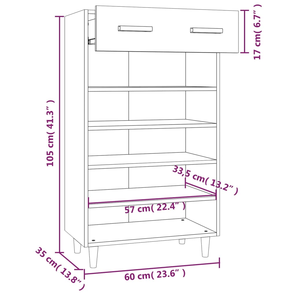Skoskap røkt eik 60x35x105 cm konstruert tre