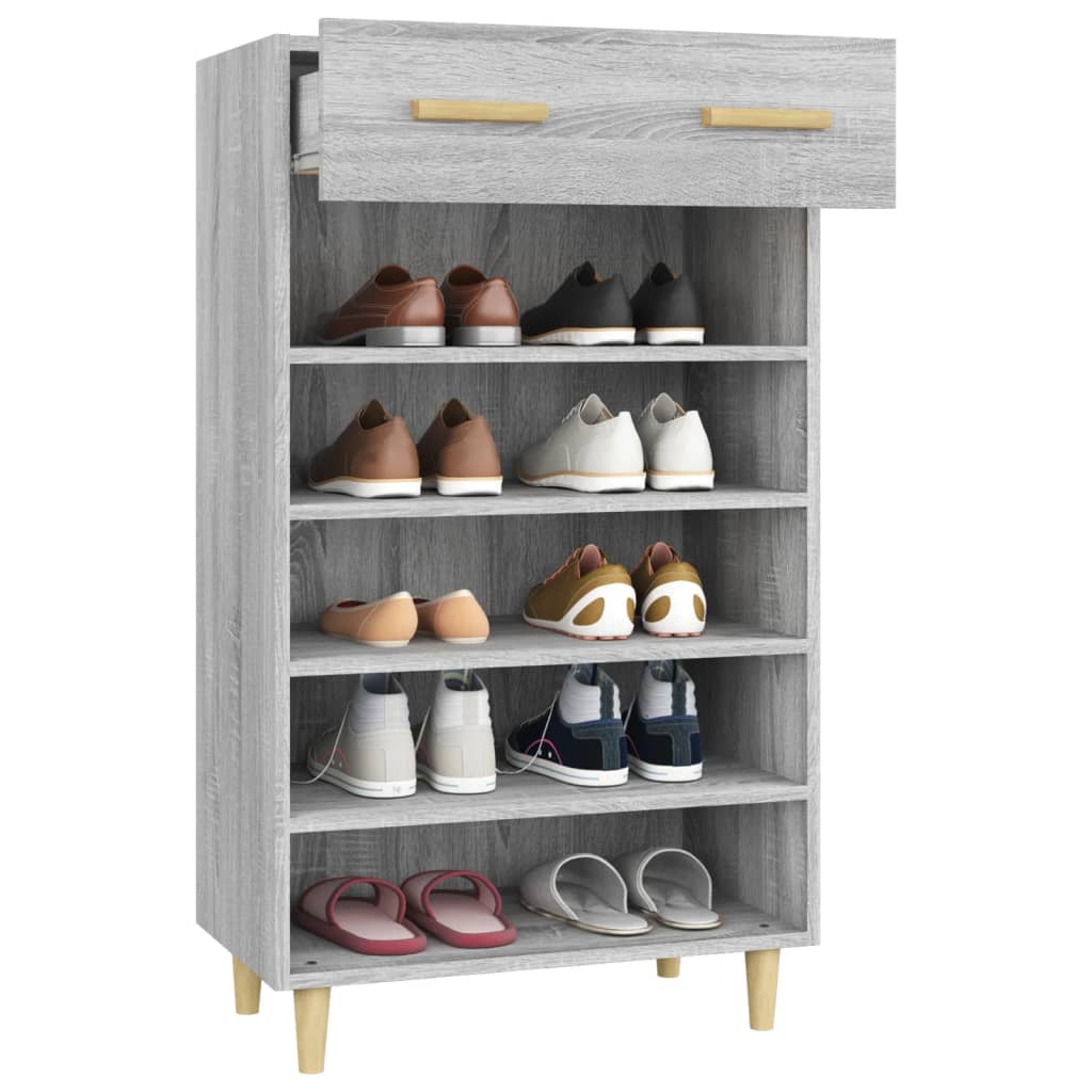 Skohylle grå sonoma 60x35x105 cm konstruert tre