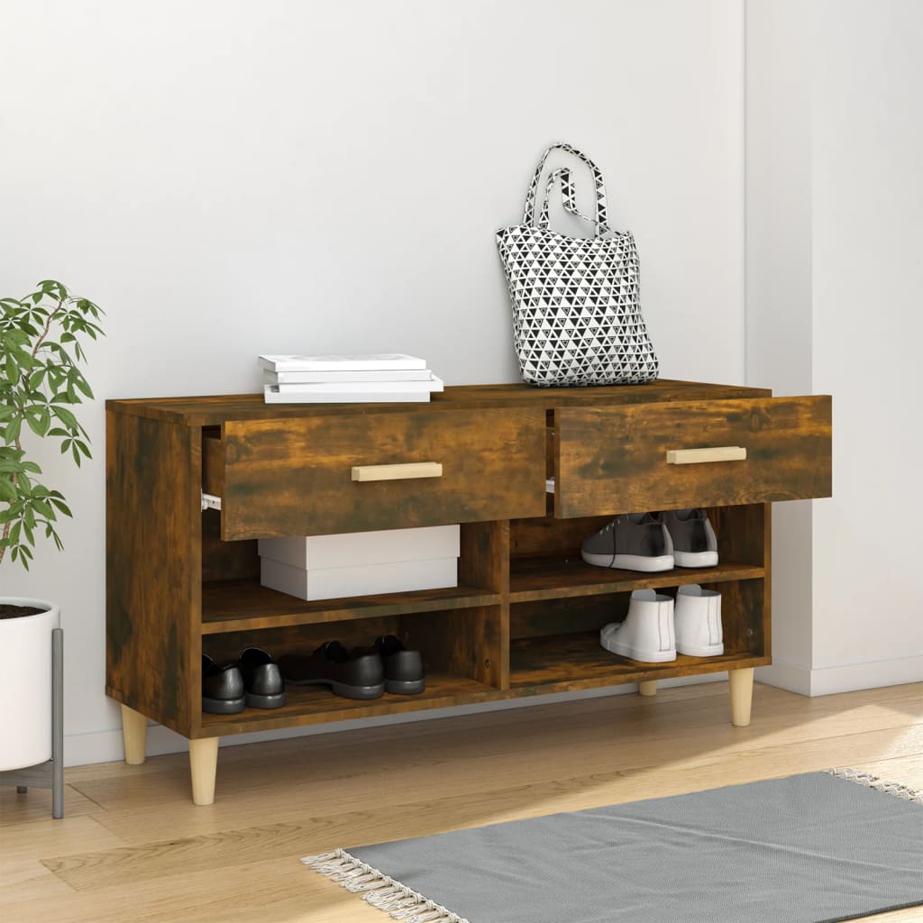 Skoskap røkt eik 102x35x55 cm konstruert tre