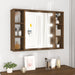 Speilskap med LED brun eik 76x15x55 cm