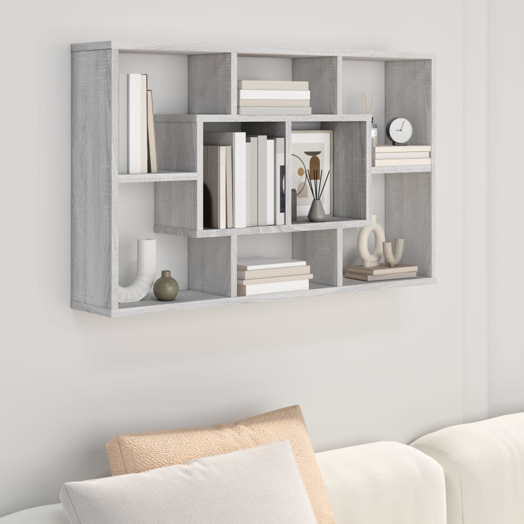Vegghylle grå sonoma 85x16x52,5 cm konstruert tre vidaXL