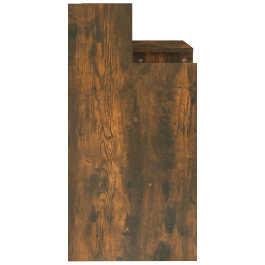Skrivebord med LED-lys røkt eik 97x45x90 cm konstruert tre
