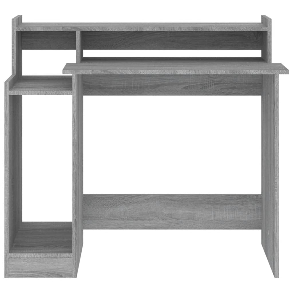 Skrivebord med LED-lys grå sonoma 97x45x90 cm konstruert tre