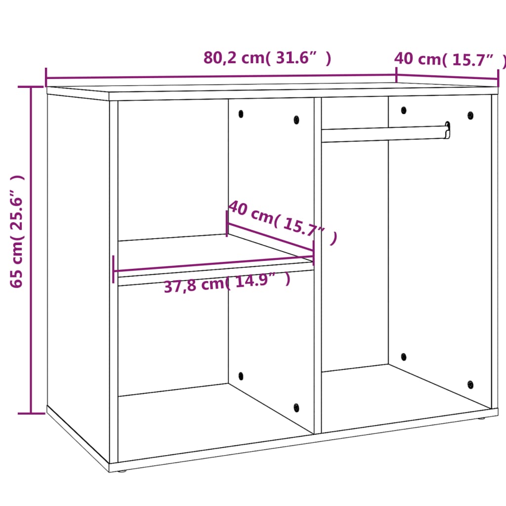 Sminkeskap brun eik 80x40x65 cm konstruert tre