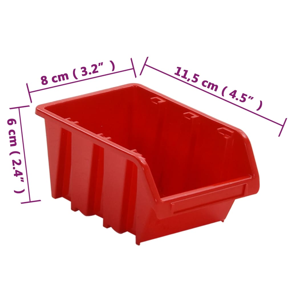 Verkstedhyllesett 26 stk rød og svart 77x39 cm polypropylen