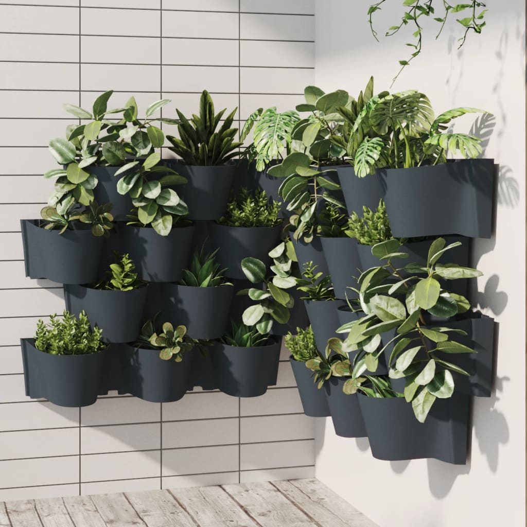 Vertikale planteholdere 12 stk antrasitt polypropylen vidaXL