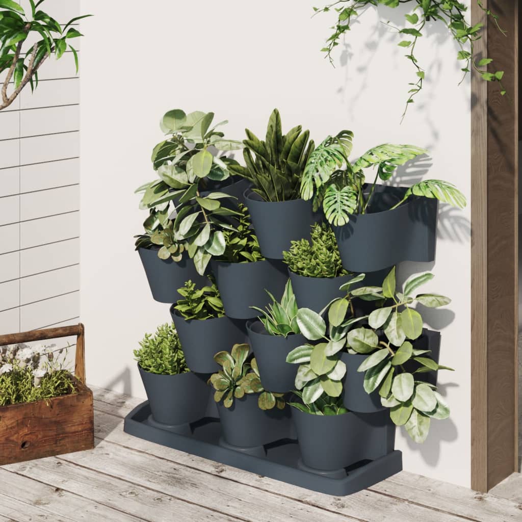 Vertikale planteholdere 12 stk antrasitt polypropylen vidaXL