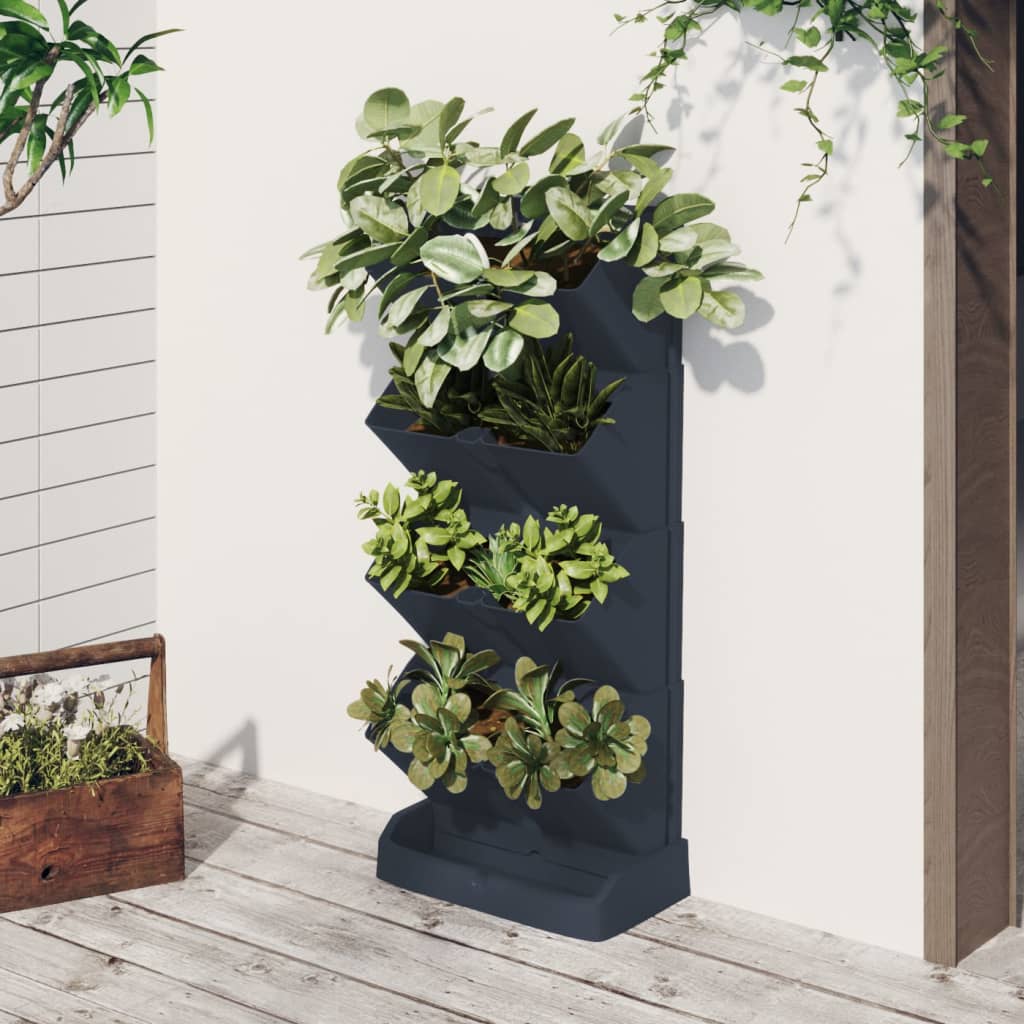 Vertikale planteholdere 4 stk antrasitt polypropylen