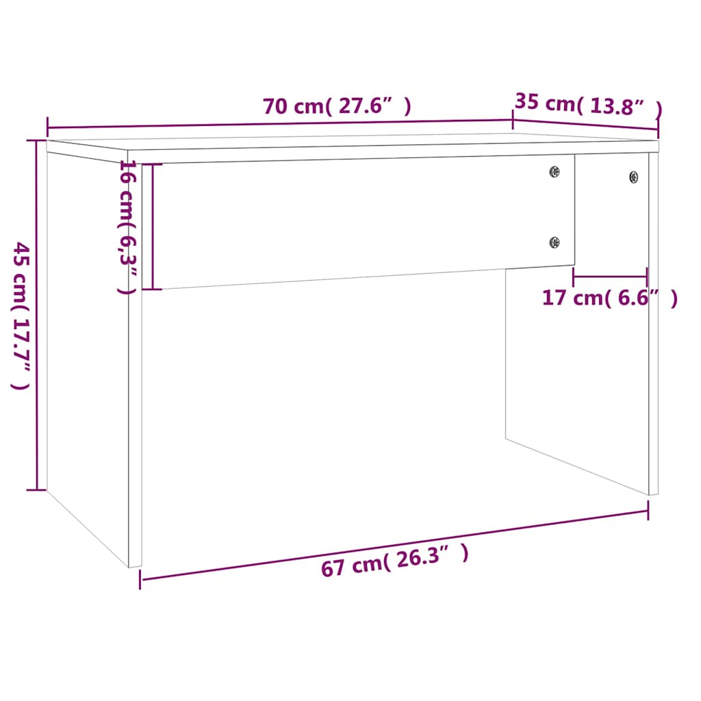 Sminkebordsett sonoma eik 74,5x40x141 cm