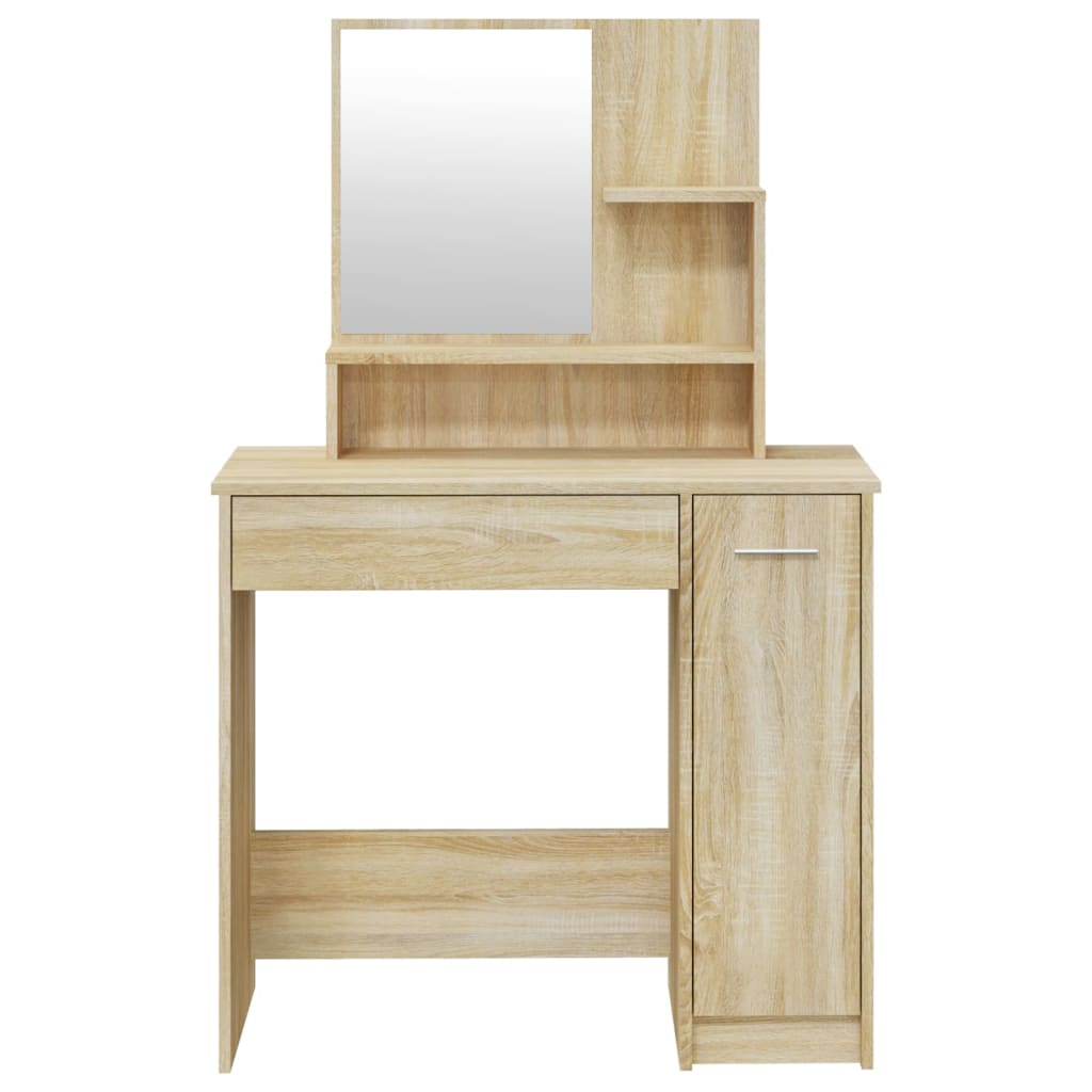 Sminkebordsett sonoma eik 86,5x35x136 cm