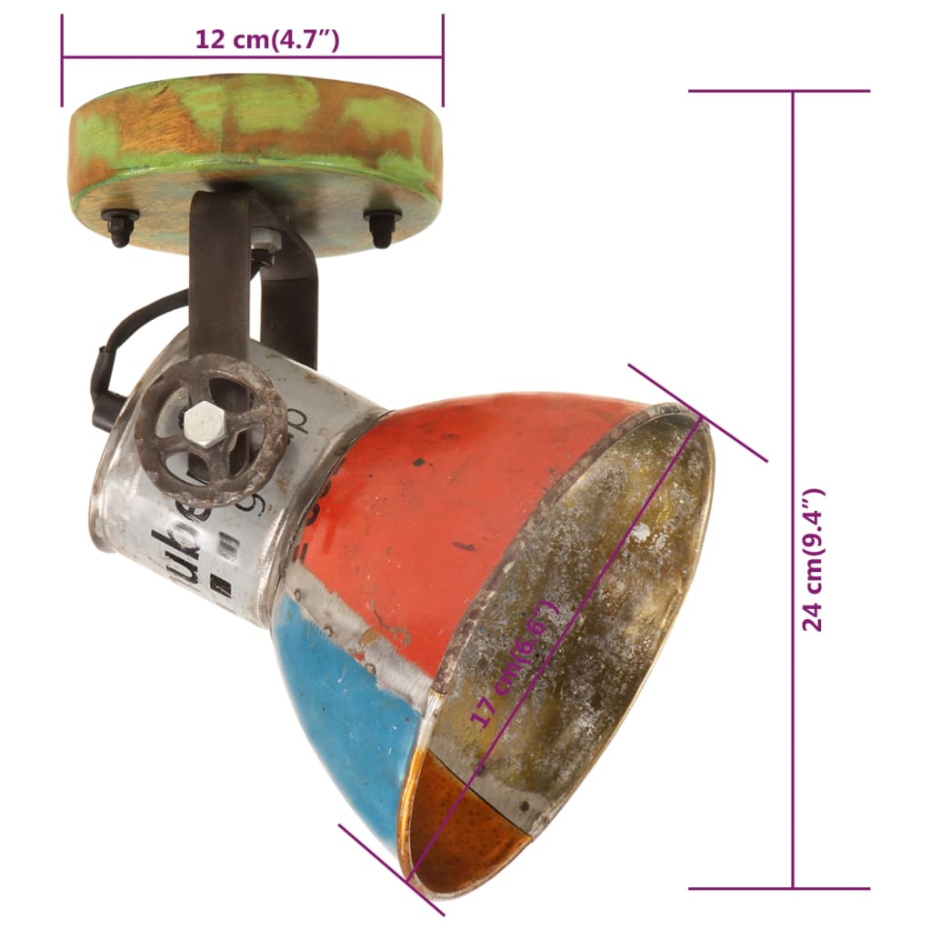 Industrielle vegg-/taklamper 2 stk gjenvunnet 17x24 cm E27