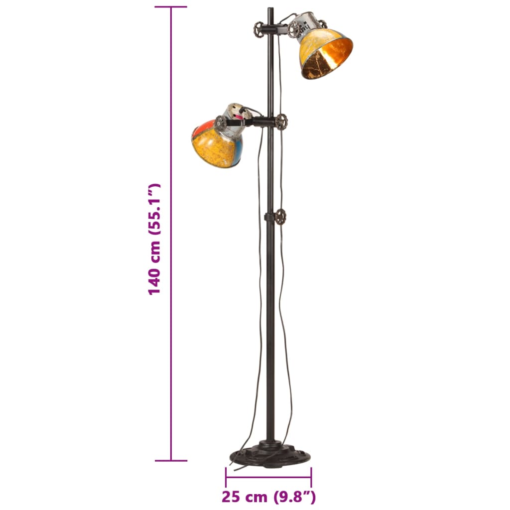 Gulvlampe med 2 lampeskjermer flerfarget E27