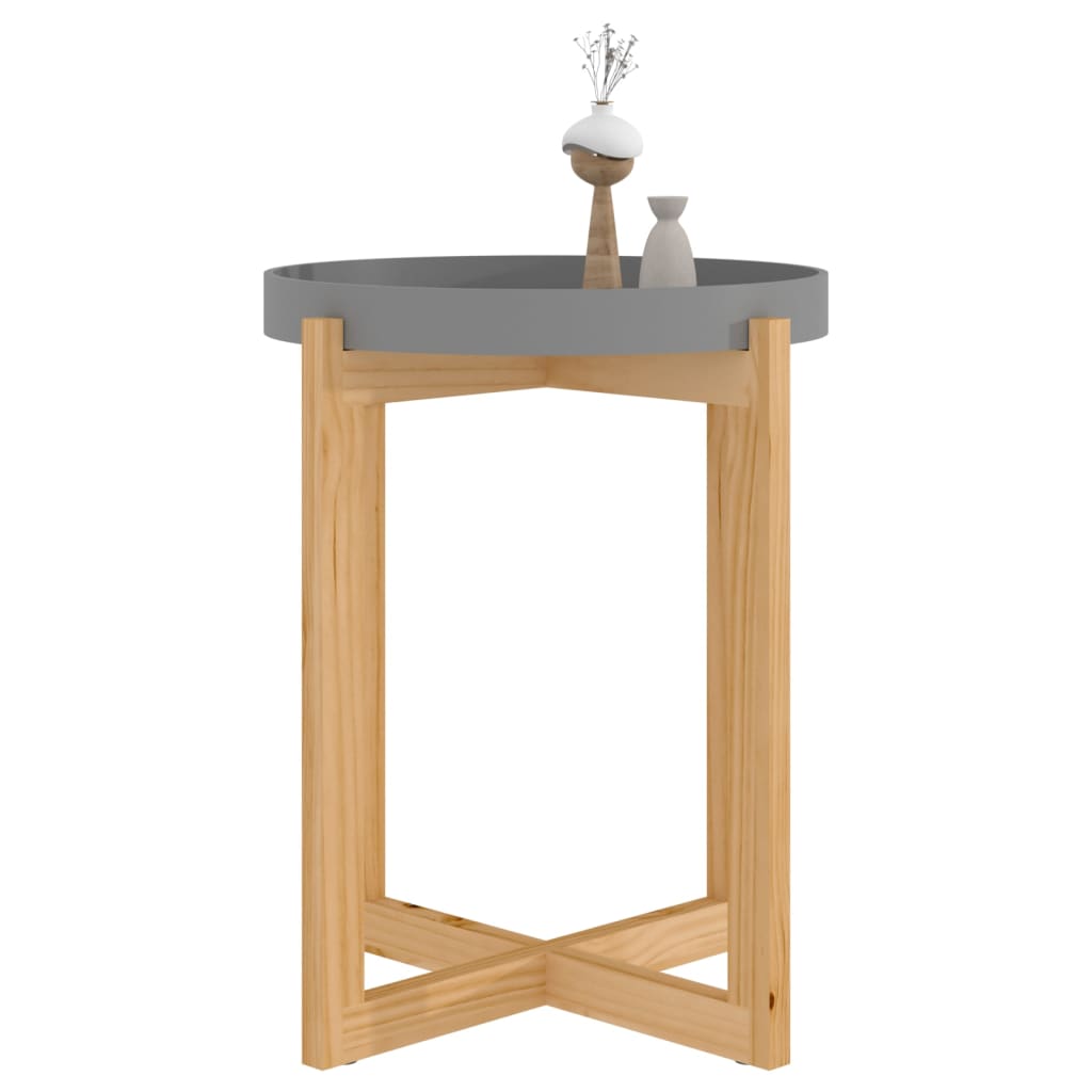 Sidebord grå 53x53x43,5 cm konstruert tre og heltre furu