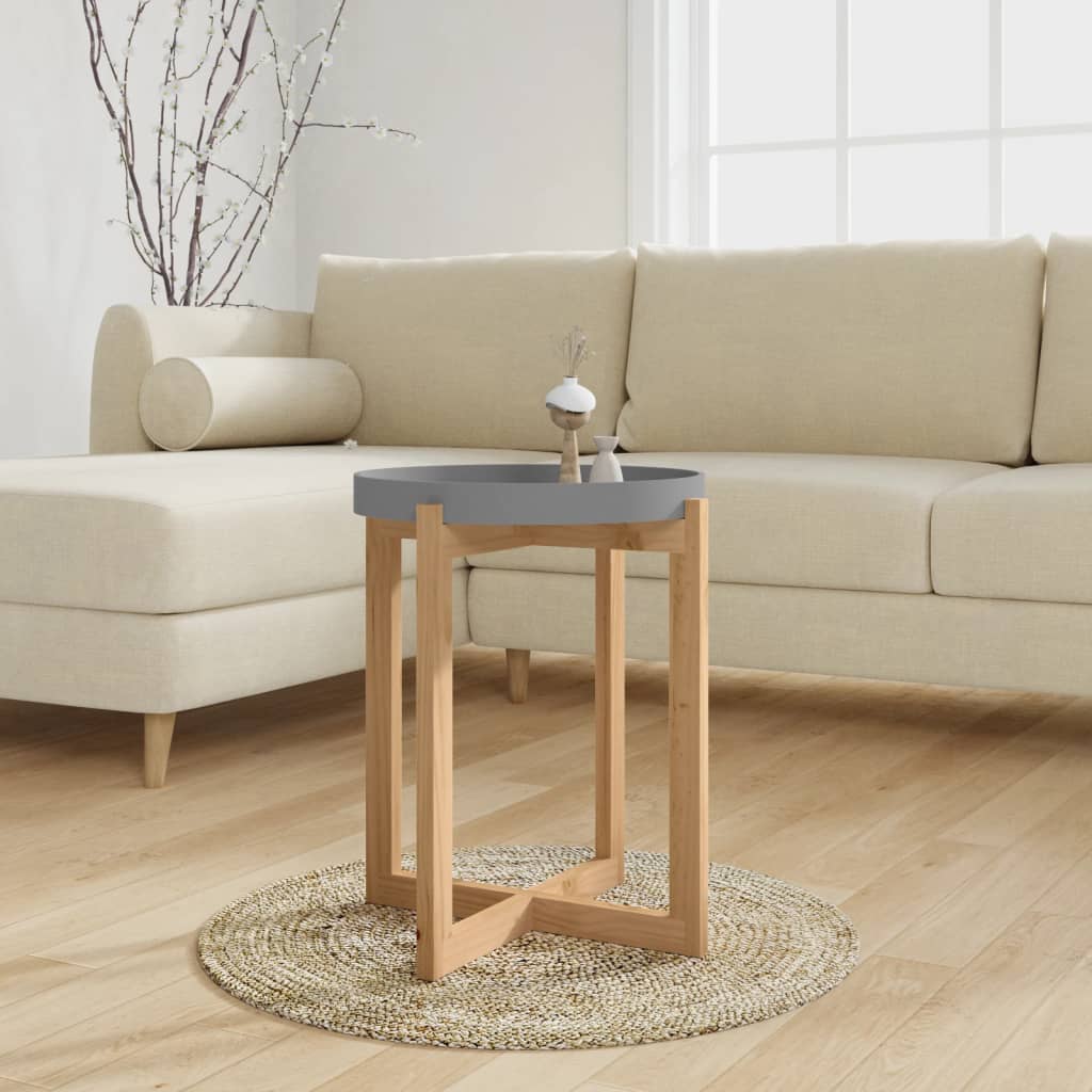 Sidebord grå 53x53x43,5 cm konstruert tre og heltre furu