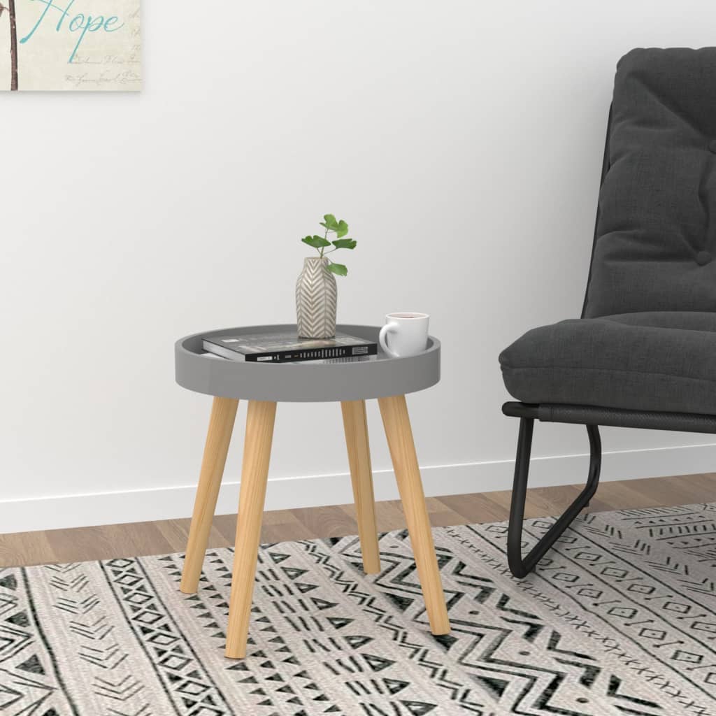 Sidebord grå 38x38x40 cm konstruert tre og heltre furu